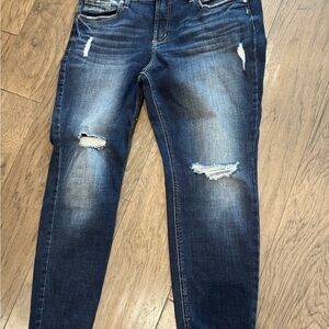 Silver Jeans Suki Skinny Dark Wash Distressed Jeans Women’s 34x27